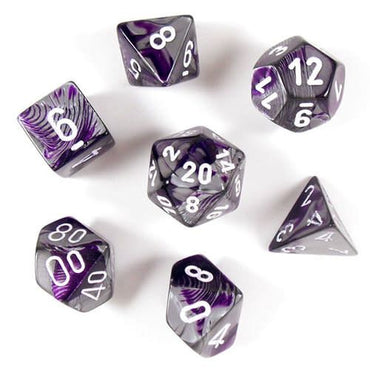 RPG Dice Set: Gemini Purple Steel with White