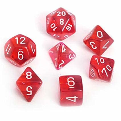 RPG Dice Set: Translucent Red with White