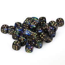 D6 Dice Block: Lustrous Shadow with Gold - 12mm (36)