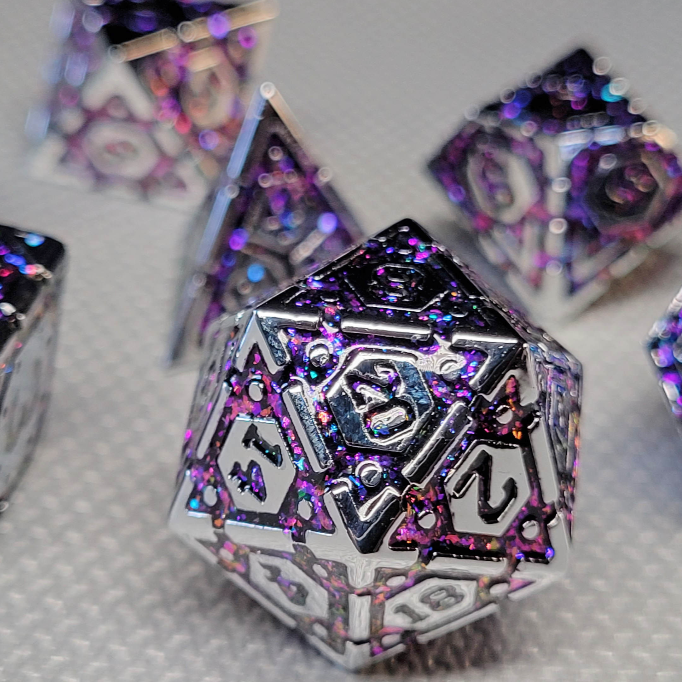 Metal RPG Dice Set - Nexus Purple