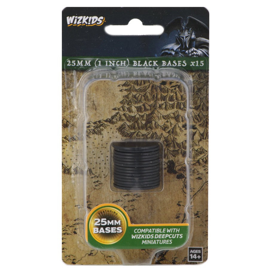 Deep Cuts: Unpainted Miniatures - 25mm Round Black Bases (15)